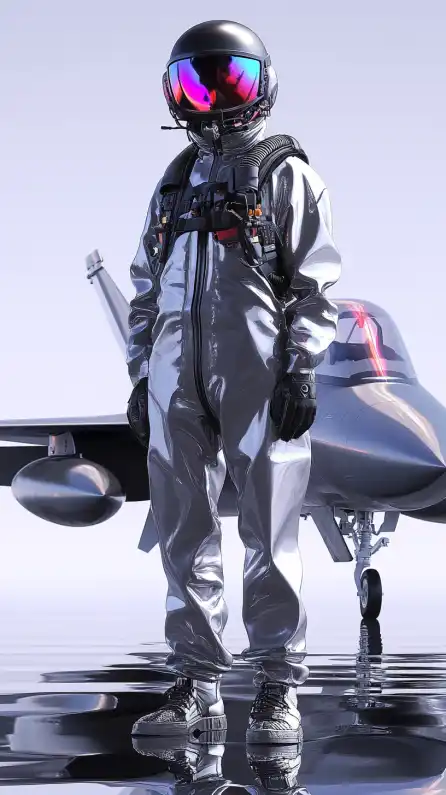 a fighter jet pilot with his helmet standing in front of his fighter jet