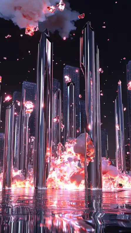 explosions in a metropolis city skyline