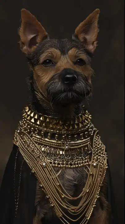 a dog wearing jewelry