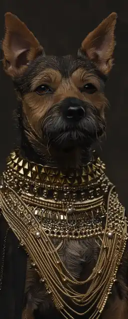 a dog wearing jewelry