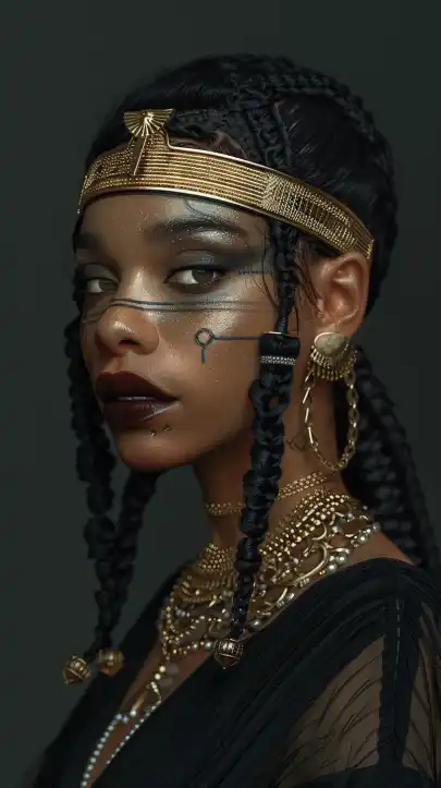 close up fashion shoot of an egyption queen