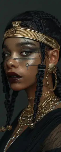 close up fashion shoot of an egyption queen