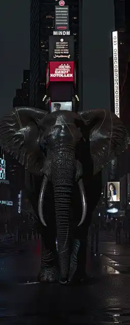 an elephant walking down times square in new york