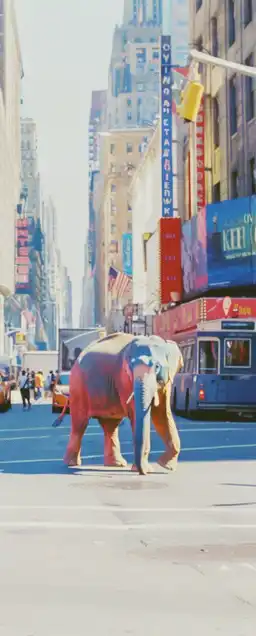 an elephant walking down times square in new york