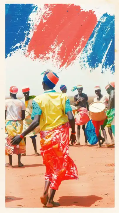 an classic african tribe dancing in the sahara