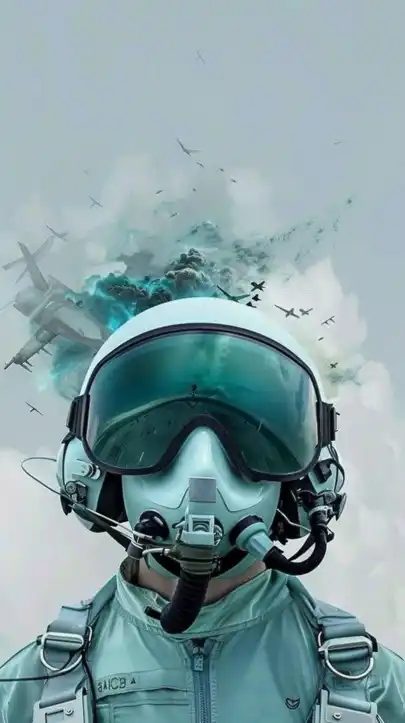 a fighter jet pilot with his helmet