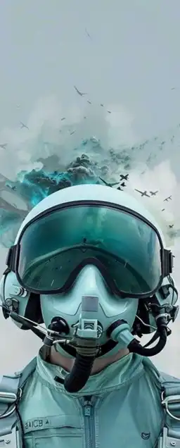 a fighter jet pilot with his helmet