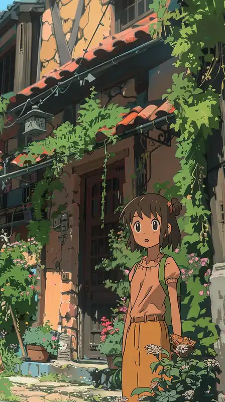 a small child discovering a glowing forest spirit deep in a mossy woodland, warm dappled sunlight through trees, soft pastel palette, wonder-filled expression, gentle wind moving leaves