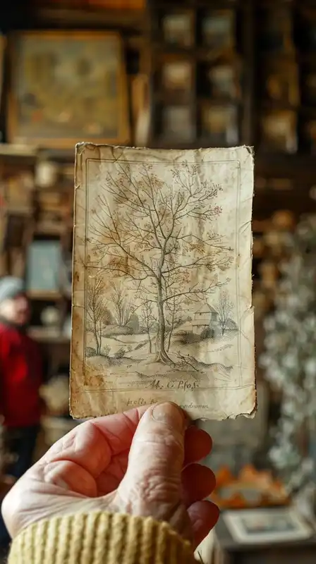 A wrinkled hand holding a vintage photograph, the texture of aged skin and paper both in perfect focus, background blurred with warm indoor light and wooden textures
