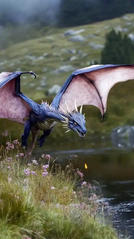 a dragon jumping towards the camera