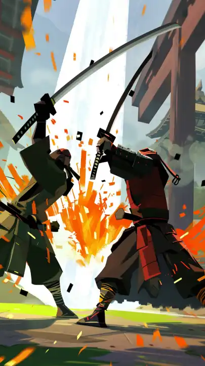 two samurai fighting with their katana