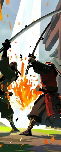 two samurai fighting with their katana