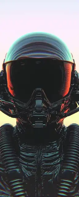 close up shot of a fighter jet pilot with his helmet