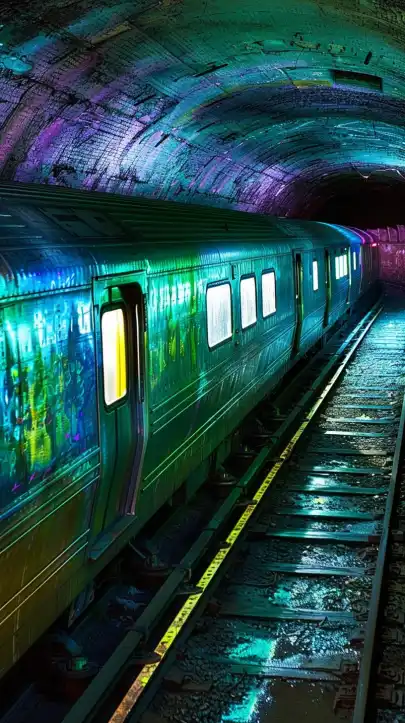 a subway train in a tunnel