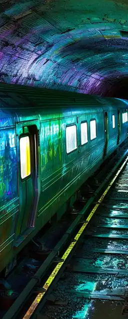 a subway train in a tunnel