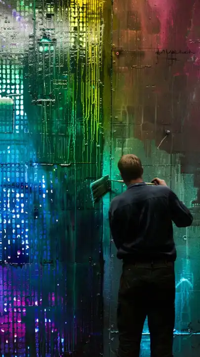 graffiti artist painting a wall