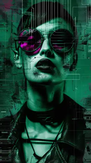 close up fashion shoot of a cypherpunk