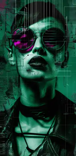 close up fashion shoot of a cypherpunk