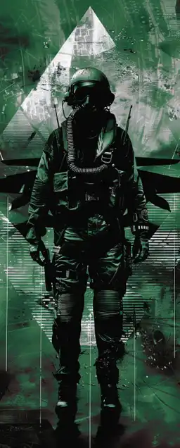 a fighter jet pilot standing infront of his jet