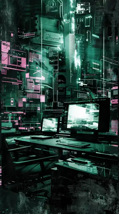 abstract art of a hacker desk