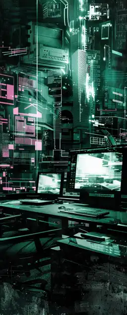abstract art of a hacker desk