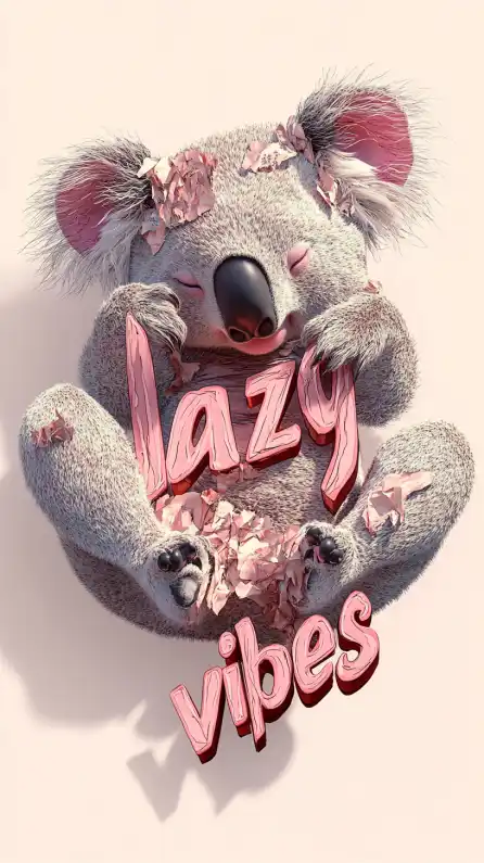 a koala bear with the words -lazy vibes-