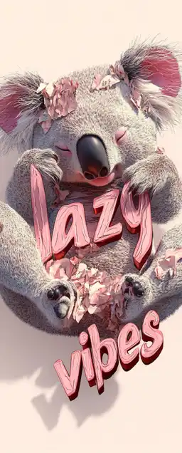 a koala bear with the words -lazy vibes-